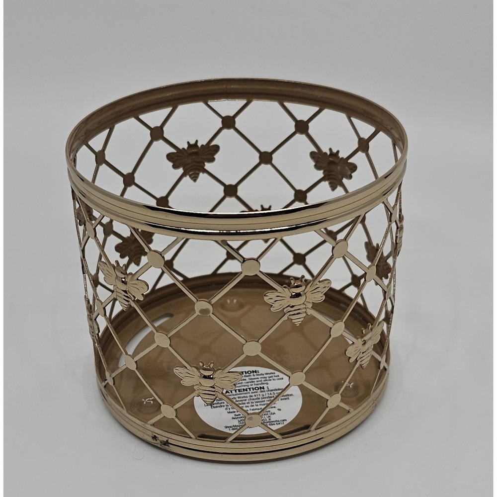Bath & Body Works Honey Bee Gold Metal 3 Wick Candle Holder Sleeve